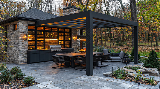 户外休闲区烧烤庭院