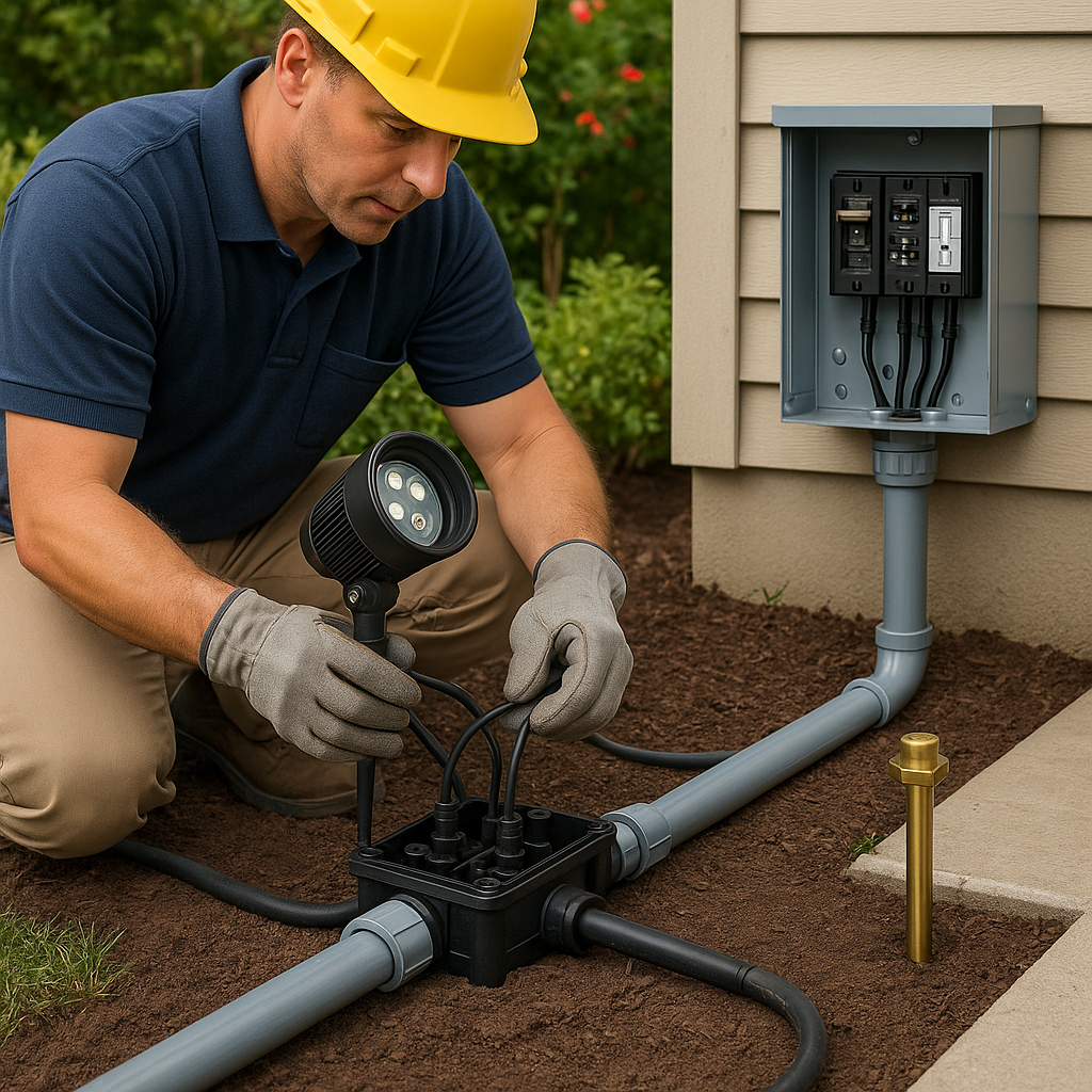 专业的庭院照明线路安装示例